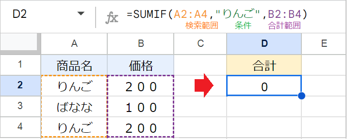 SUMIF関数で合計が0になる・うまくいかない原因！