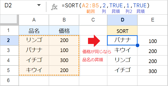 スプレッドシートの並び替え(ソート)方法【複数列も】