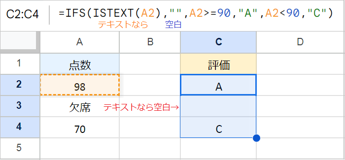 IFS関数にそれ以外(FALSE値)を指定する方法