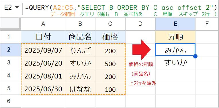 【QUERY関数】ORDER BY句で並べ替え！複数条件も
