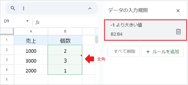 【スプレッドシート】右上の三角を消したい!