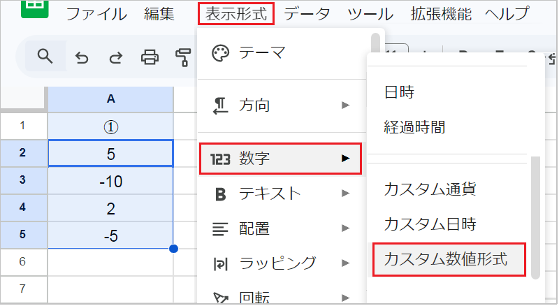 【スプレッドシート】マイナスを「赤字」や「▲」表示する方法