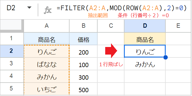 【スプレッドシート】1行飛ばしで抽出・合計する方法