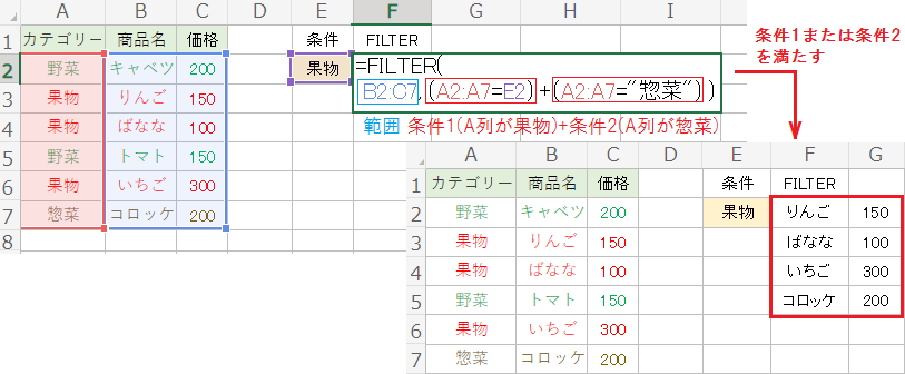 エクセルのfilter関数に複数条件を指定する方法