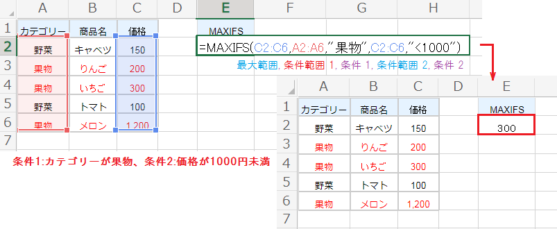MAXIFS関数で複数の条件を満たす最大値を求める方法