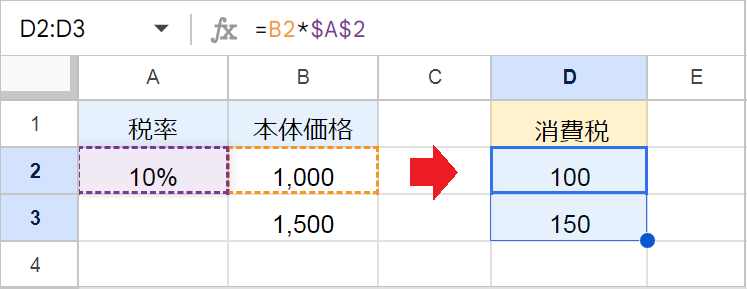 【スプレッドシート】税込・税抜・消費税だけの価格の計算方法！