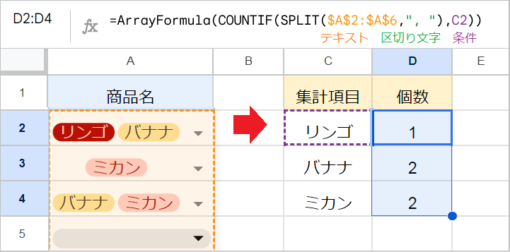 【スプレッドシート】プルダウンを複数選択にする!カウント(集計)方法も