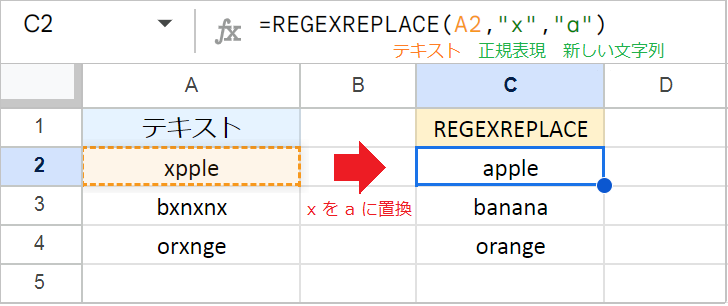 【スプレッドシート】REGEXREPLACE関数の使い方（置換）