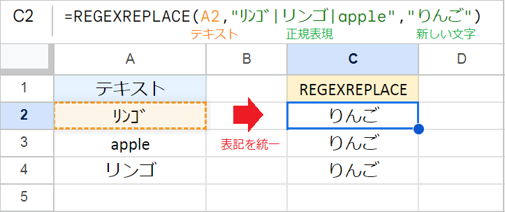 【スプレッドシート】REGEXREPLACE関数の使い方（置換）