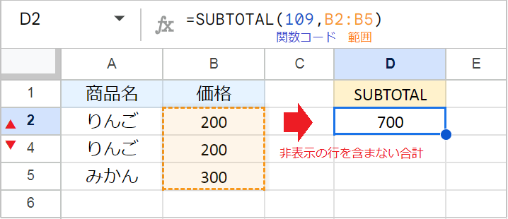 【スプレッドシート】SUBTOTAL関数に条件を指定したい!