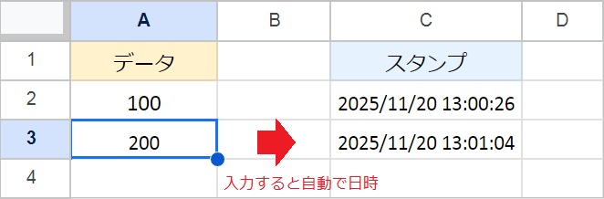 【スプレッドシート】タイムスタンプの関数とショートカットキー